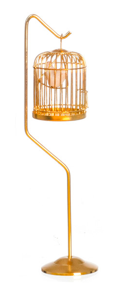 Brass Birdcage with Bird Stand