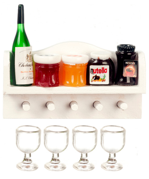 Garnished Kitchen Wall Shelf - White