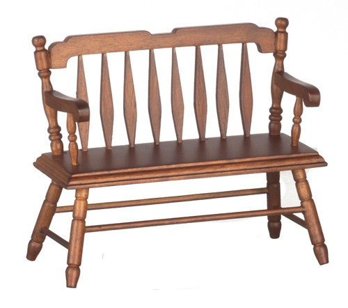 Dollhouse City - Dollhouse Miniatures Deacon's Bench - Walnut