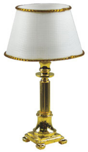 Brass Column Table Lamp - Crystal