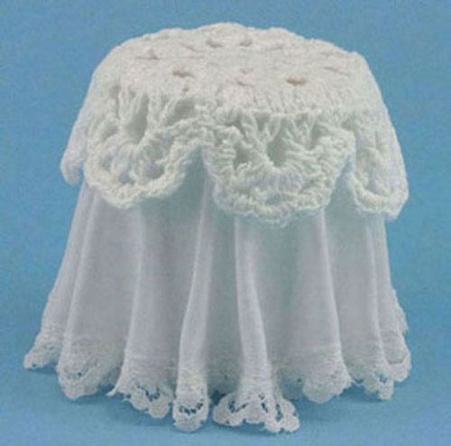 Lace Top Skirted Table - White