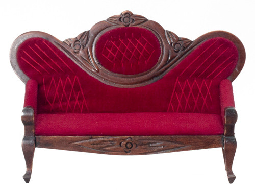 Dollhouse City - Dollhouse Miniatures Victorian Sofa - Red