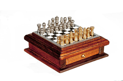 Chess Board with Drawer - Walnut