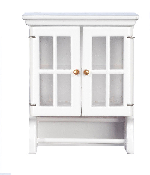 Towel Cabinet with Bar - White