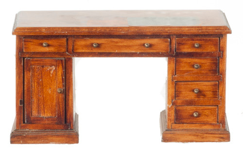 Dollhouse City - Dollhouse Miniatures Library Desk - Walnut