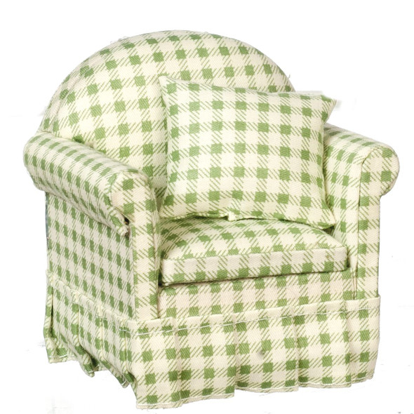 Chair with Pillows - Green - White