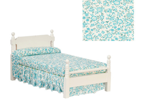 Single Bed - Blue Floral and White
