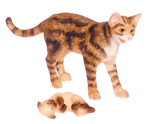 Dollhouse City - Dollhouse Miniatures Mamma Cat and Kitten - Siamese Brown
