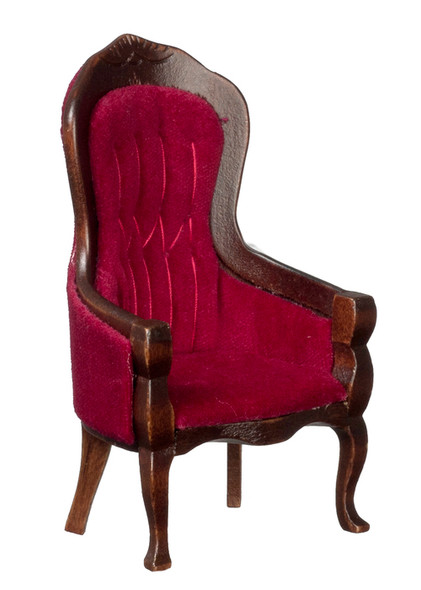 Victorian Gent's Chair - Red Velvet and Mahogany