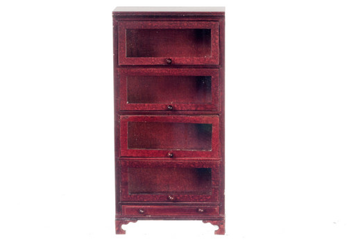 Bookcase Four Glass Doors - Mahogany