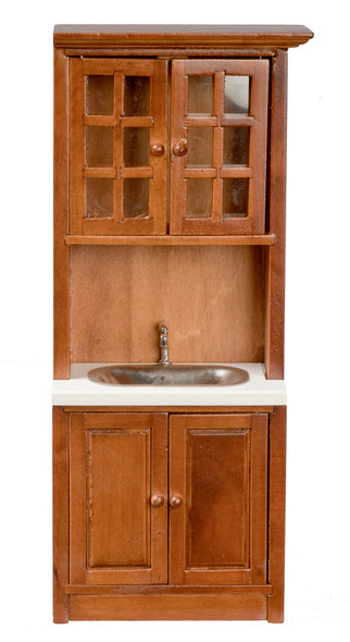 Cabinet with Sink - White and Walnut