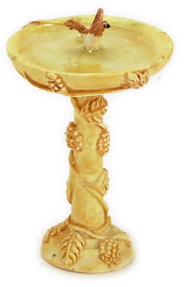 Dollhouse City - Dollhouse Miniatures Bird Bath with Bird Set - Tan