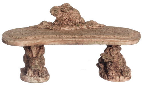 Dollhouse City - Dollhouse Miniatures Rabbit Bench Set - Gray Ancient