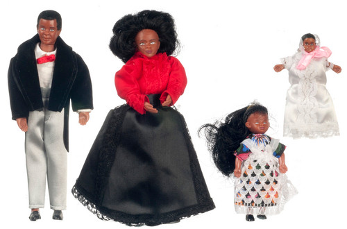 Black Victorian Doll Family - 4 pc