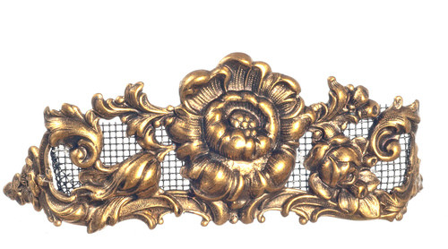 Fireplace Screen - Peony Flowers and Brass