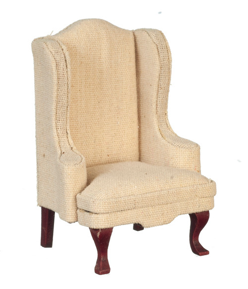 Queen Anne Chair with White Fabric
