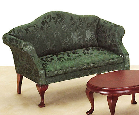 Queen Anne Loveseat - Green and Mahogany