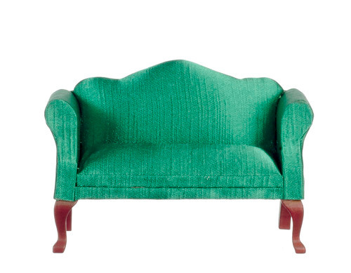 Queen Anne Loveseat - Green and Mahogany