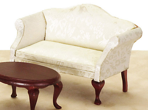 Queen Anne Loveseat - White and Mahogany