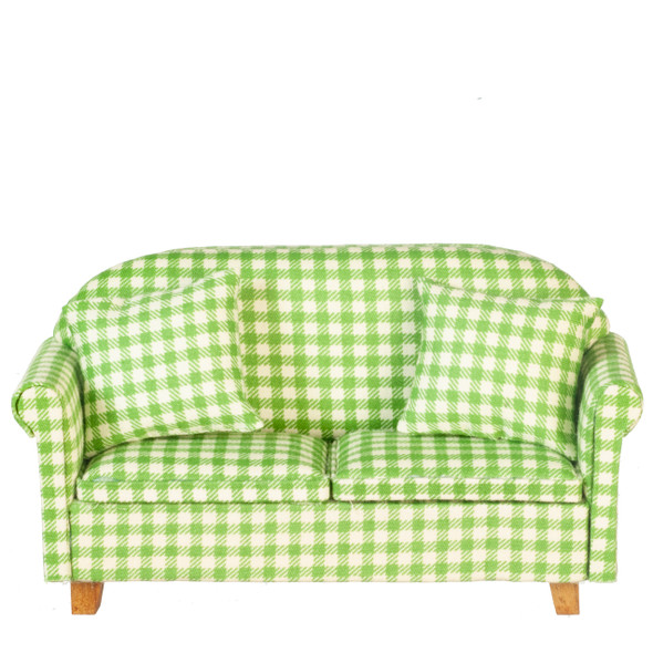 Sofa with Pillows - Green - White