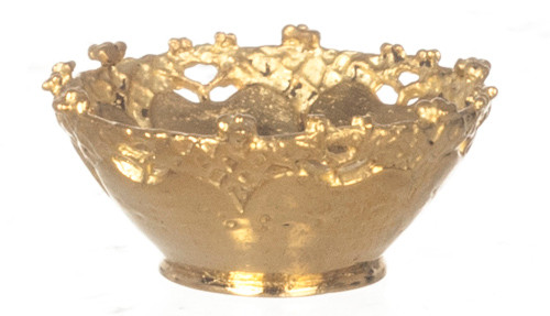 Dollhouse City - Dollhouse Miniatures Round Basket - Gold
