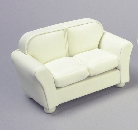 Cream Leather Loveseat