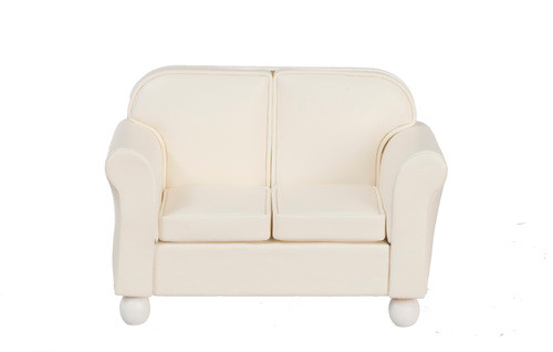 Cream Leather Loveseat