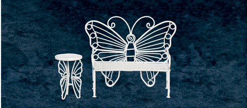 Butterfly Bench and Table - White