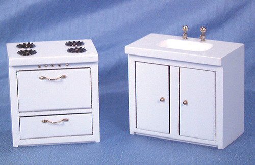 Dollhouse City - Dollhouse Miniatures Stove and Sink - White