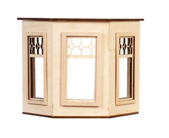 Dollhouse City - Dollhouse Miniatures Small Bay Flat  Diamond Top Window