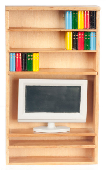 Bookshelf with Books and TV - Oak