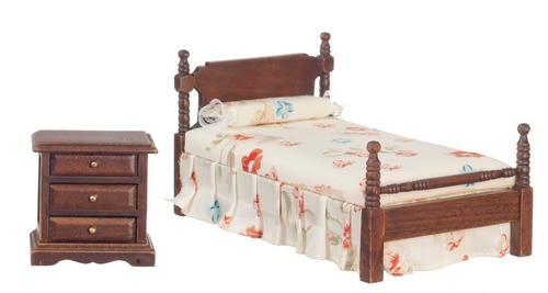 Bed Set - White and Walnut
