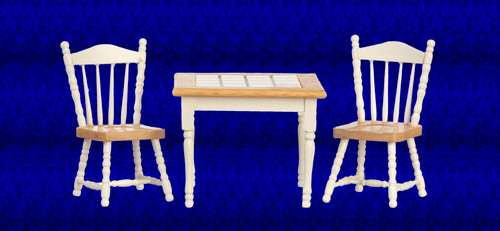 Table with 2 Chairs - White and Oak