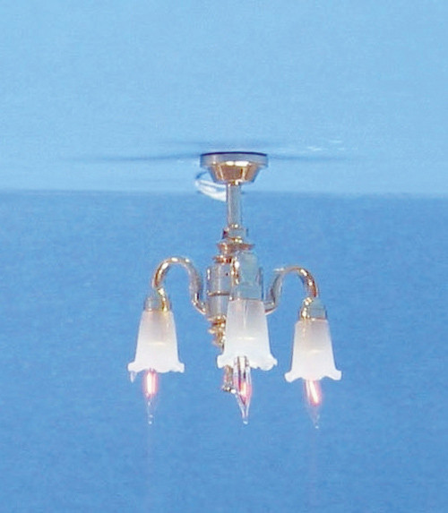Dollhouse City - Dollhouse Miniatures 3-Down Arm Tulip Chandelier