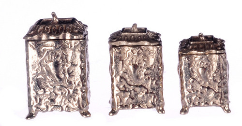 Dollhouse City - Dollhouse Miniatures Casister Set Of Three - Silver