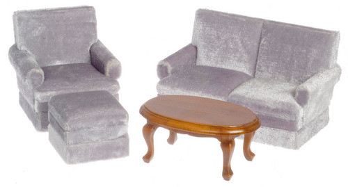 Living Room Set 4 - Gray and Walnut