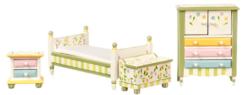 Dollhouse City - Dollhouse Miniatures Springtime Bedroom Set