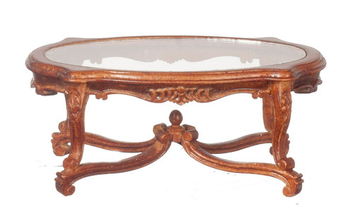 Glass Top Coffee Table - Walnut