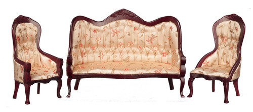 Victorian Living Room Set - Floral and Mahogany