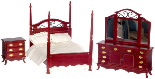 Double Poster Bedroom Set - Mahogany