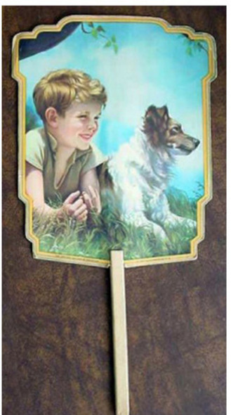 Church Hand Fan - Boy and Dog