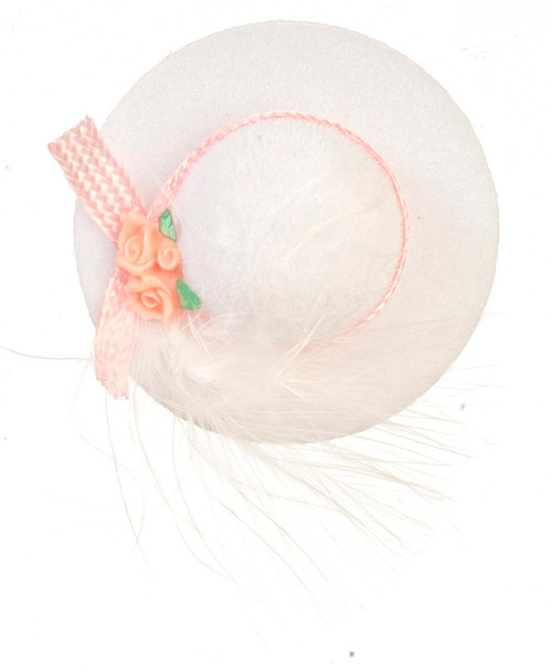 Lady's Hat with Feather - White