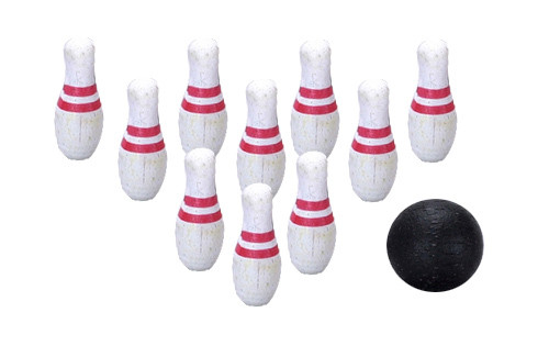 10 Bowling Pins and Ball