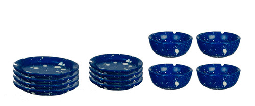 Dishes Set - Blue Spatter