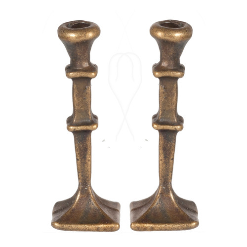 Square Candlesticks - Antique Brass