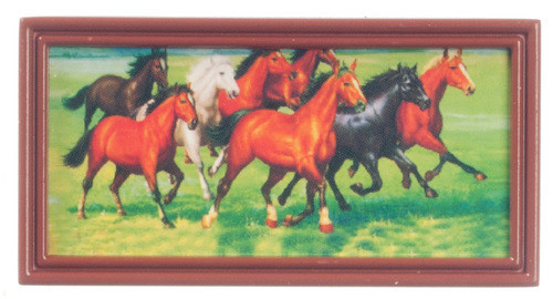 Horses in Metal Frame - Brown