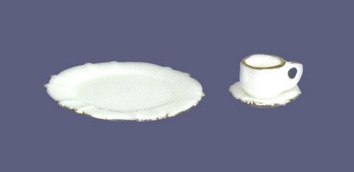 Dollhouse City - Dollhouse Miniatures Cup and Saucer - Porcelain