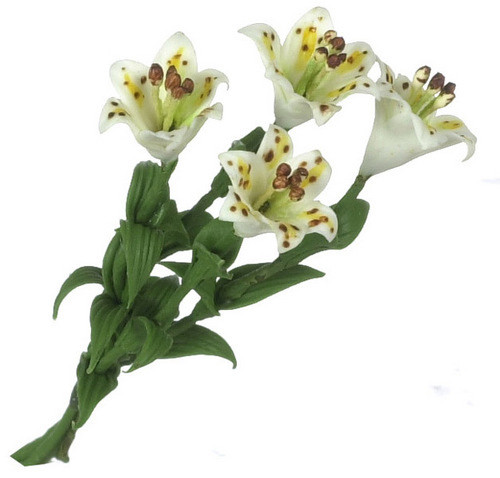 Dollhouse City - Dollhouse Miniatures Tiger Lily without Leaf - White