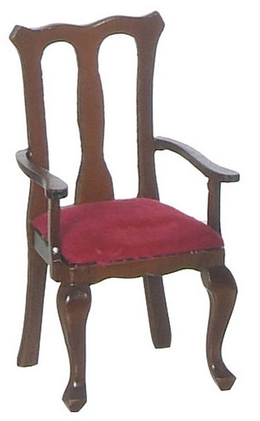 Queen Anne Red Armchair - Walnut