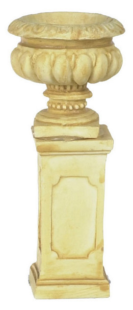 Dollhouse City - Dollhouse Miniatures Round Urn With Base - Tan